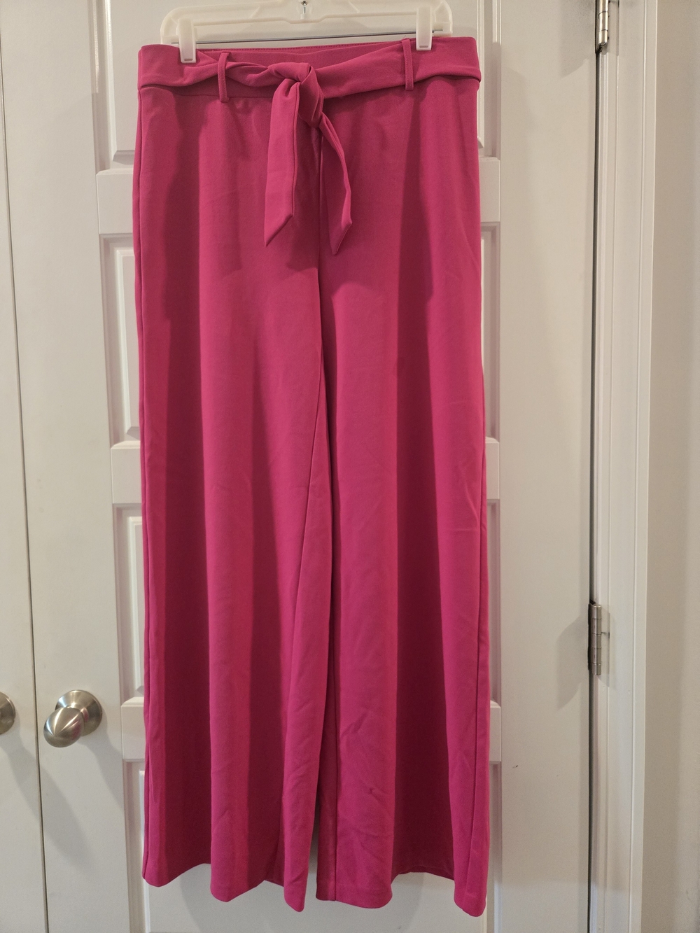 Carole Wren Wide-Leg Faux Tie-Waist Pants — Hot Pink